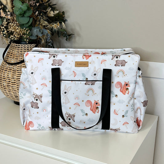 Bolso hospital/viaje colección “Animalitos del bosque” impermeable