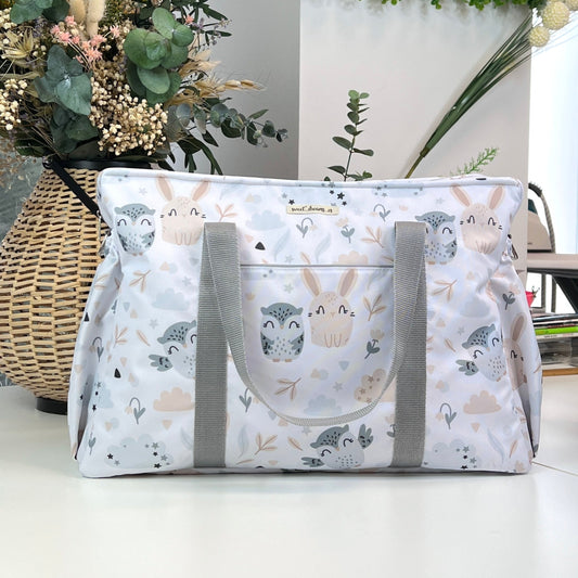 Bolso hospital/viaje colección “Búho y conejo” impermeable