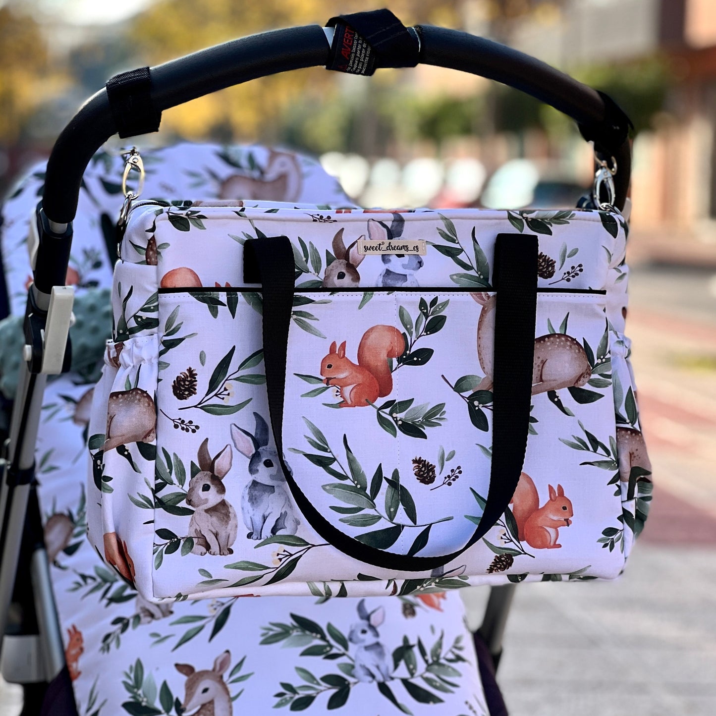 Bolso mediano coleción "Ciervo, ardilla, conejo" impermeable